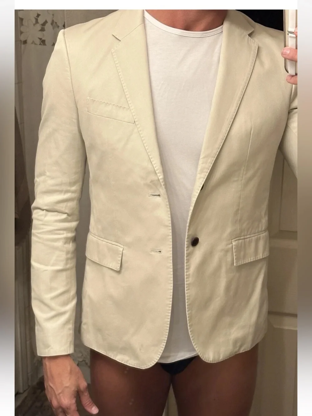 Shipley & Halmos Ivory Cotton Blazer Sport Coat Men’s 40 Tailored 2 Button